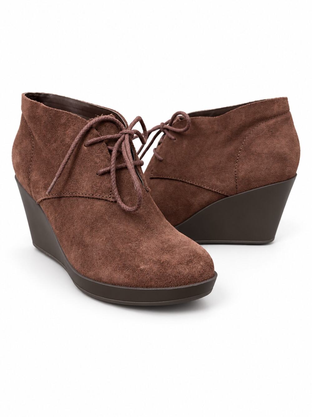 Cole Haan Brown Suede Wedge Ankle Booties Size 9 Boho Cottage